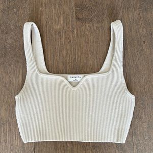 Aritzia Babaton Sculpt Knit Knotch Tank in Matte Pearl (Size XS)